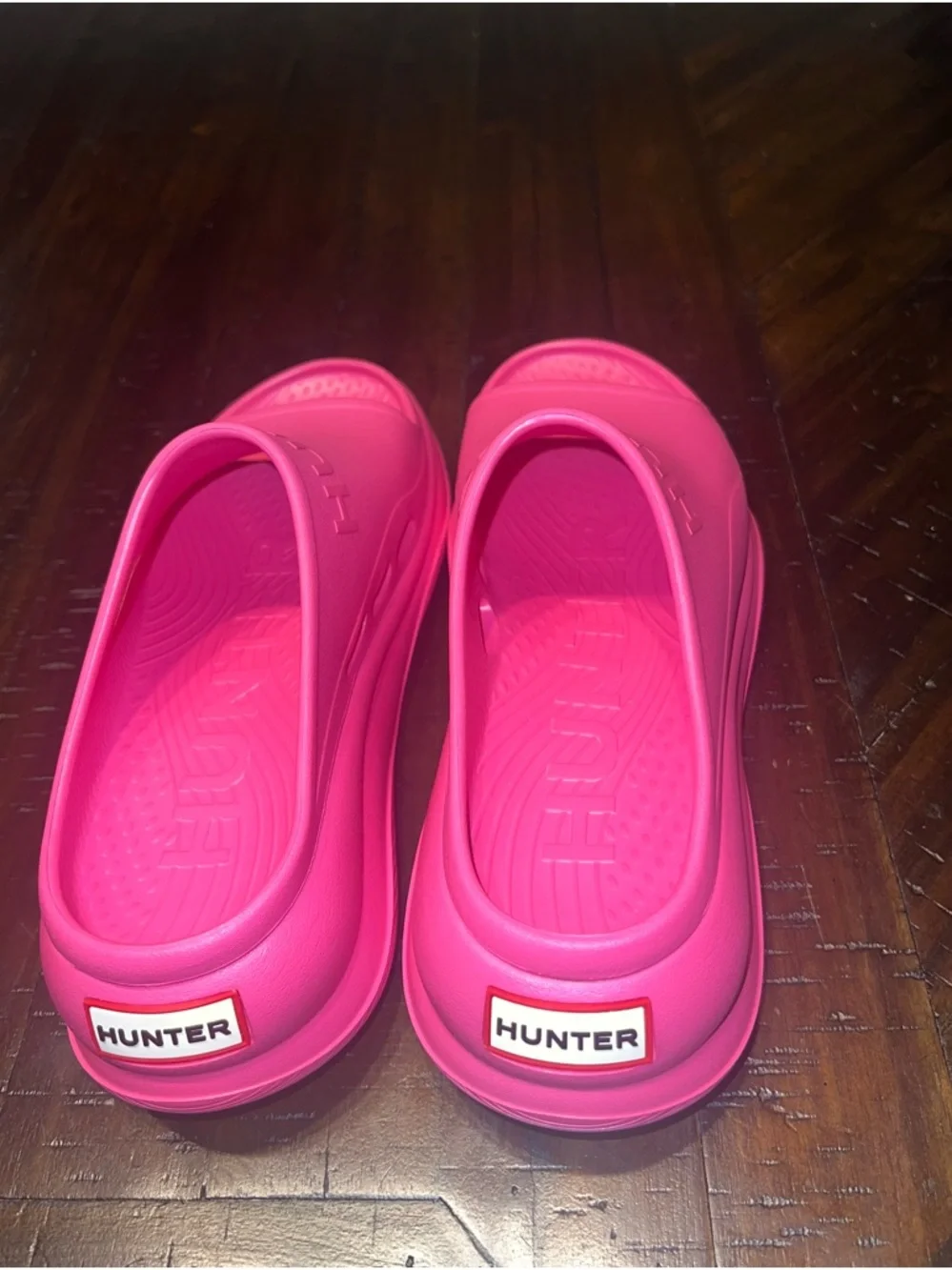 Hunter Women’s Haddie Hot Pink Platform Chunky Sandals Slides Size 9